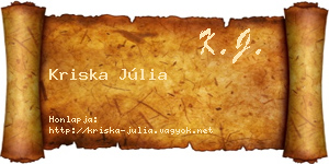Kriska Júlia névjegykártya
